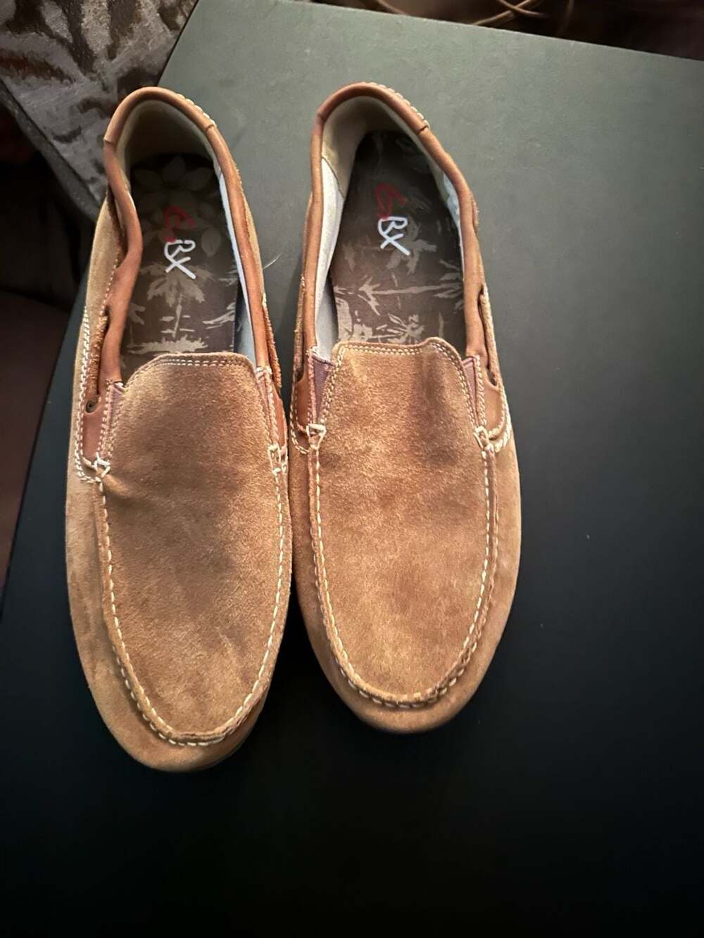 GBX Men's Tan Suede Leather Slip-On Loafers